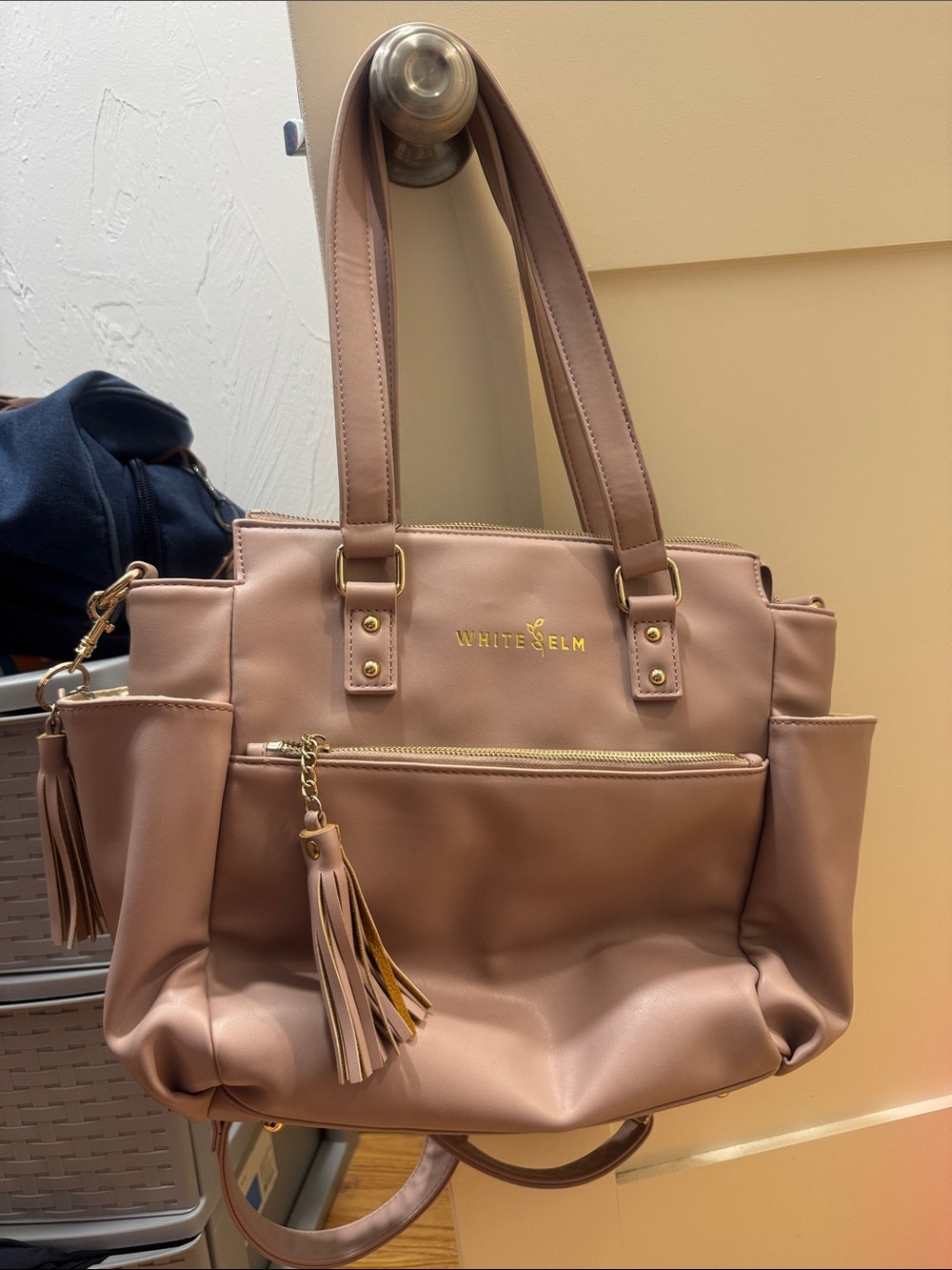 Blush Pink Tote Bag with Tassel Detail